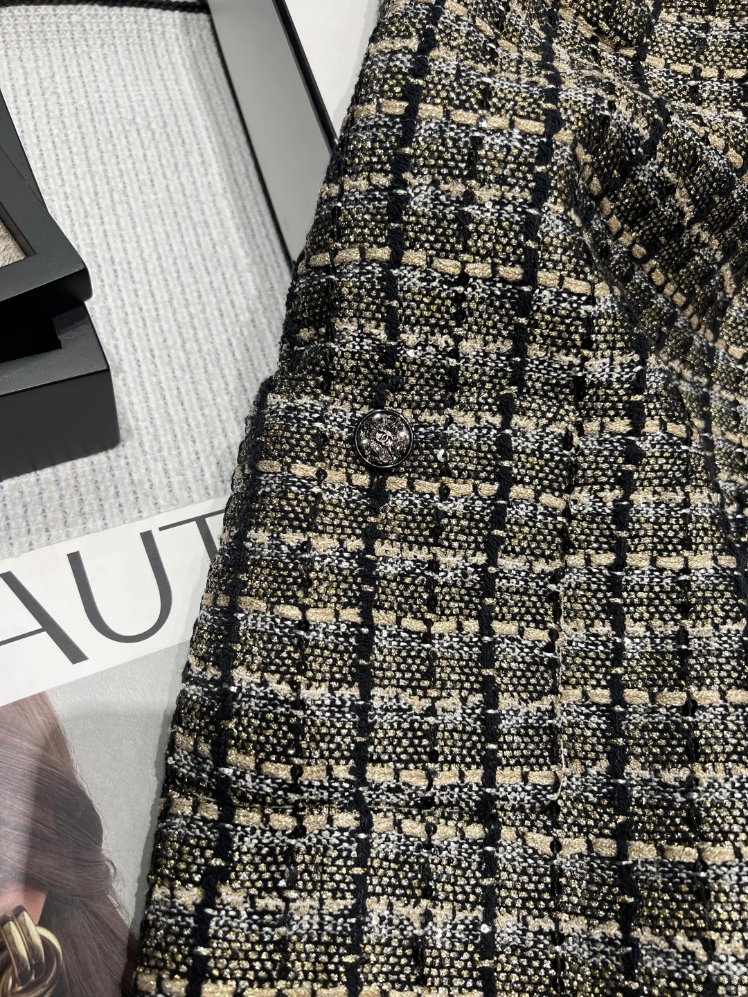 CHANEL Dresses Blended Yarn Black-Gold S-L C65202609061887 - Image 3