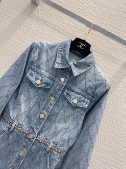 Alternative view of CHANEL Dresses Denim Cotton Blue-Gold S-M-L C95202609062939