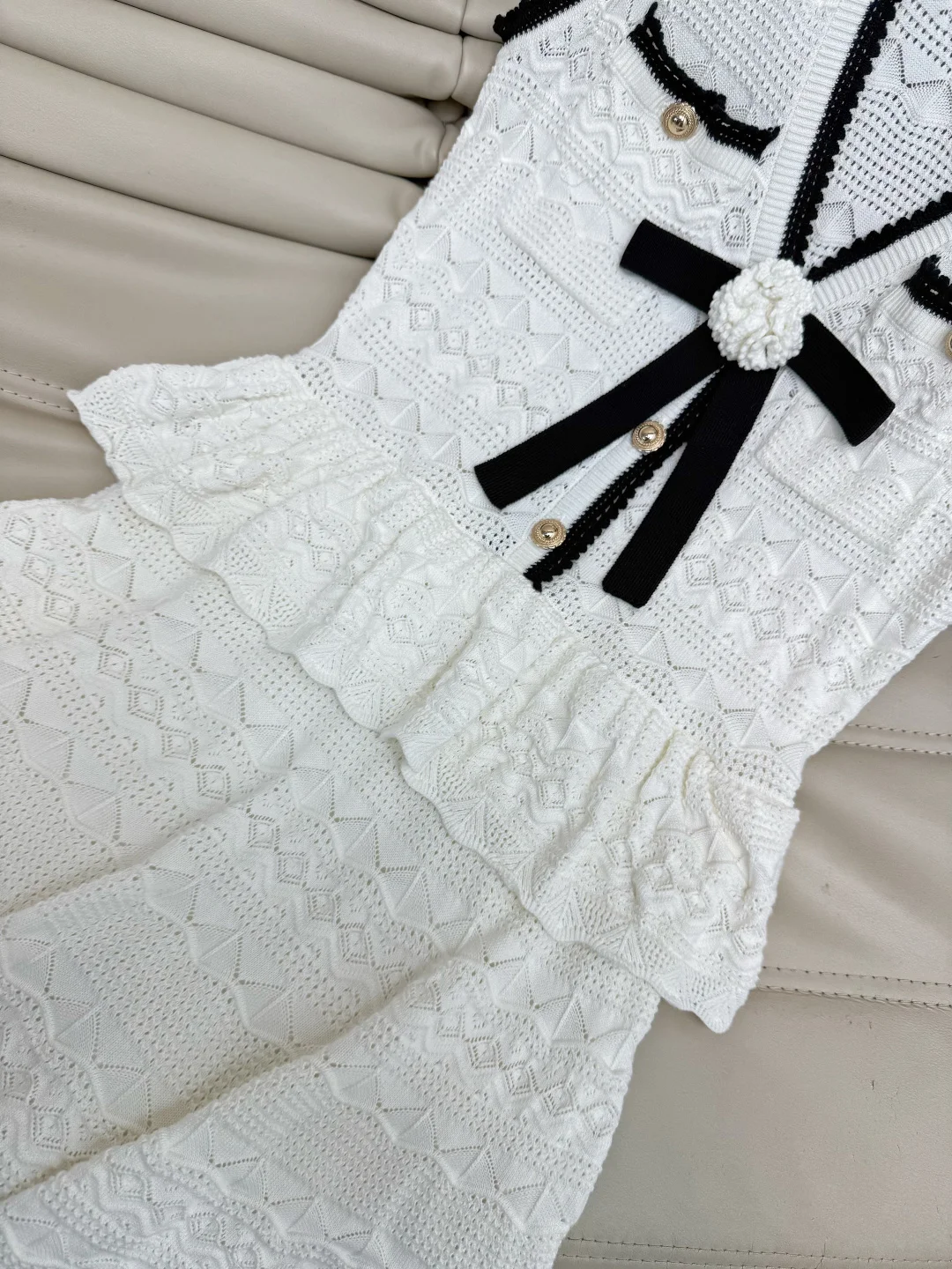 CHANEL Dresses Knit Fabric White-Black S-M-L C10202609063154 - Image 4