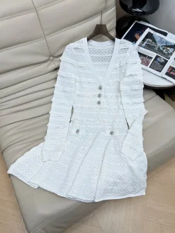 CHANEL Dresses Knit White S-M-L D00202609063163