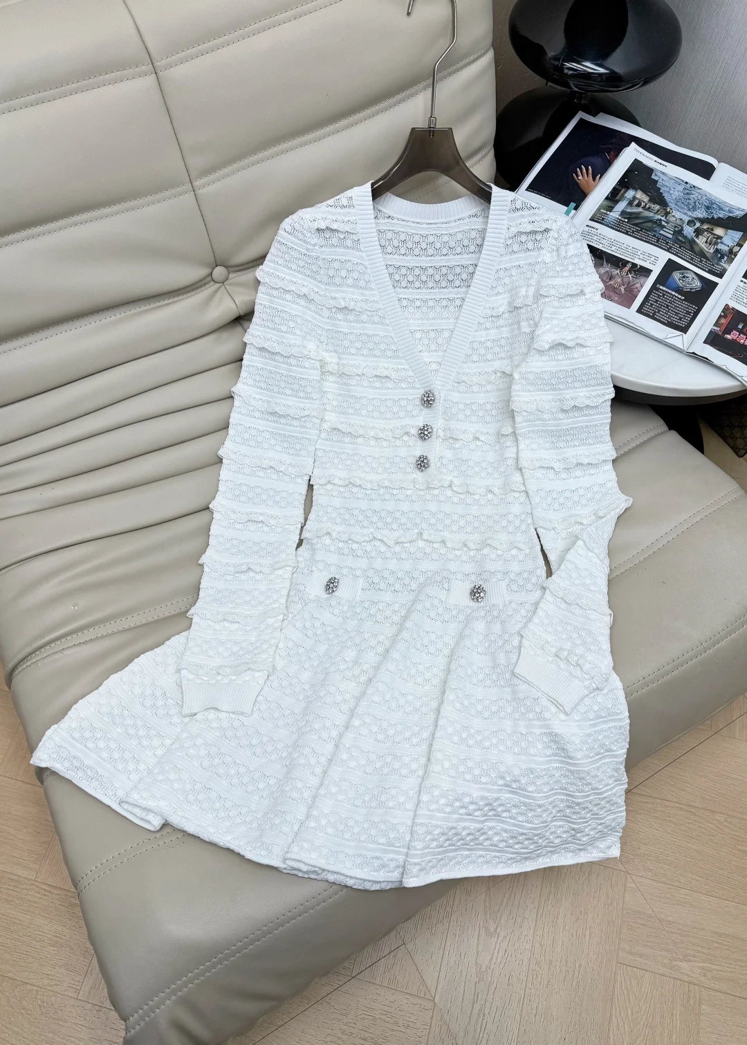CHANEL Dresses Knit White S-M-L D00202609063163