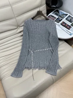 Alternative view of CHANEL Dresses Metallic Knit Grey S-L B60202609063172