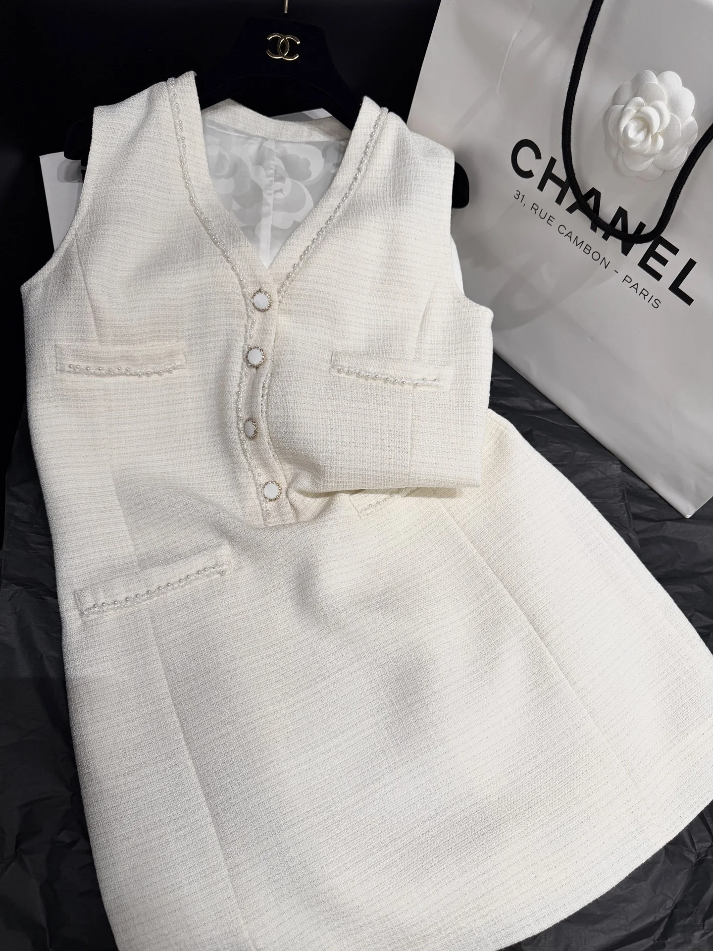 CHANEL Dresses Shiny Fabric White S-L C15202609063084