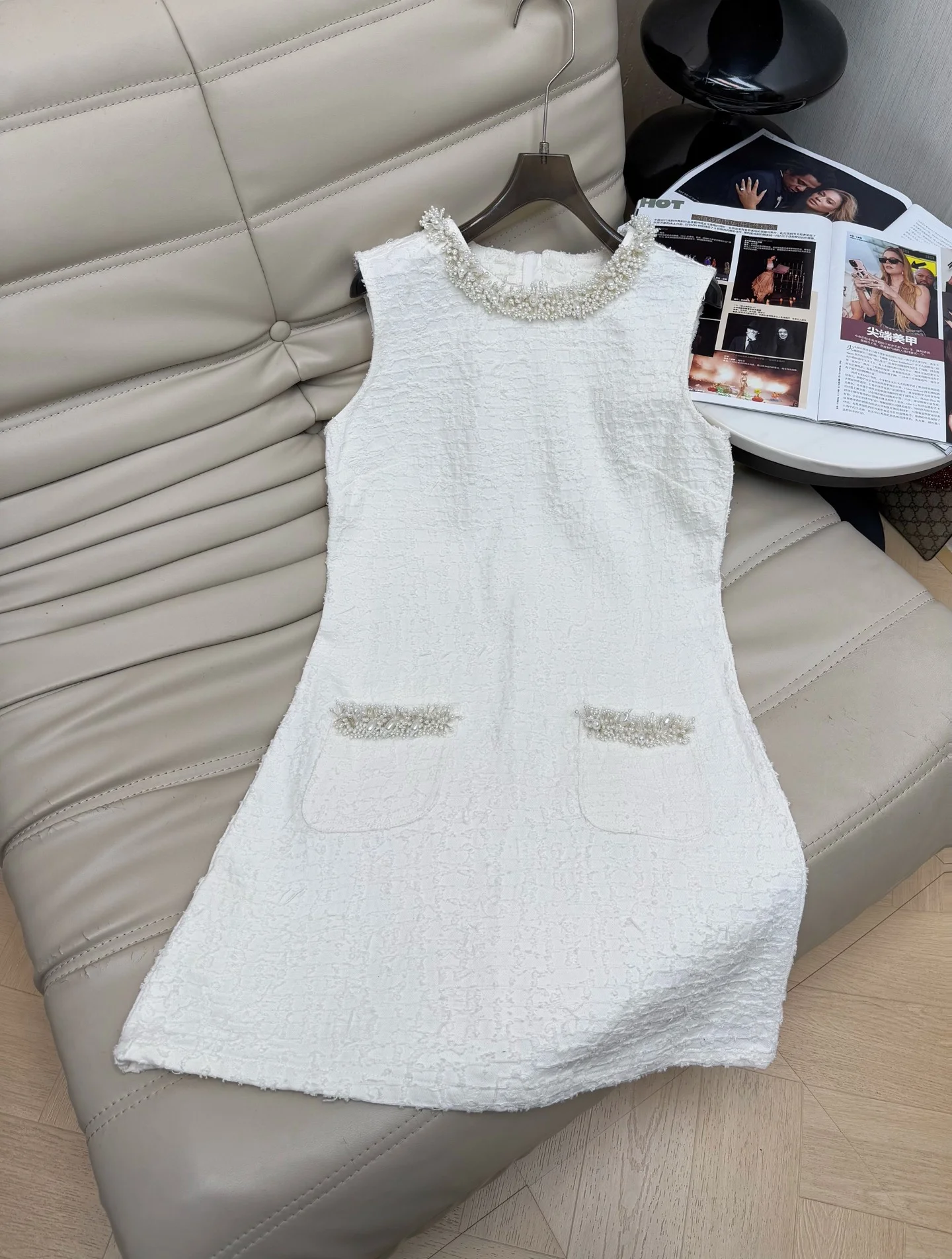 CHANEL Dresses Tweed White-Silver S-L C35202609060246