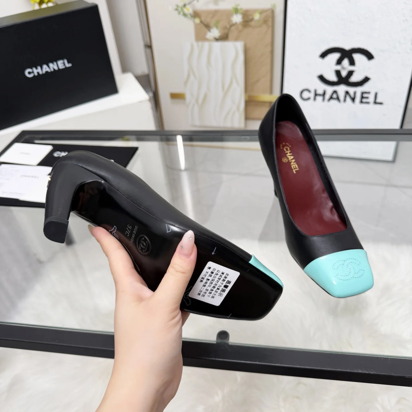 CHANEL Flats Black-Turquoise B70202609110268 - Image 9