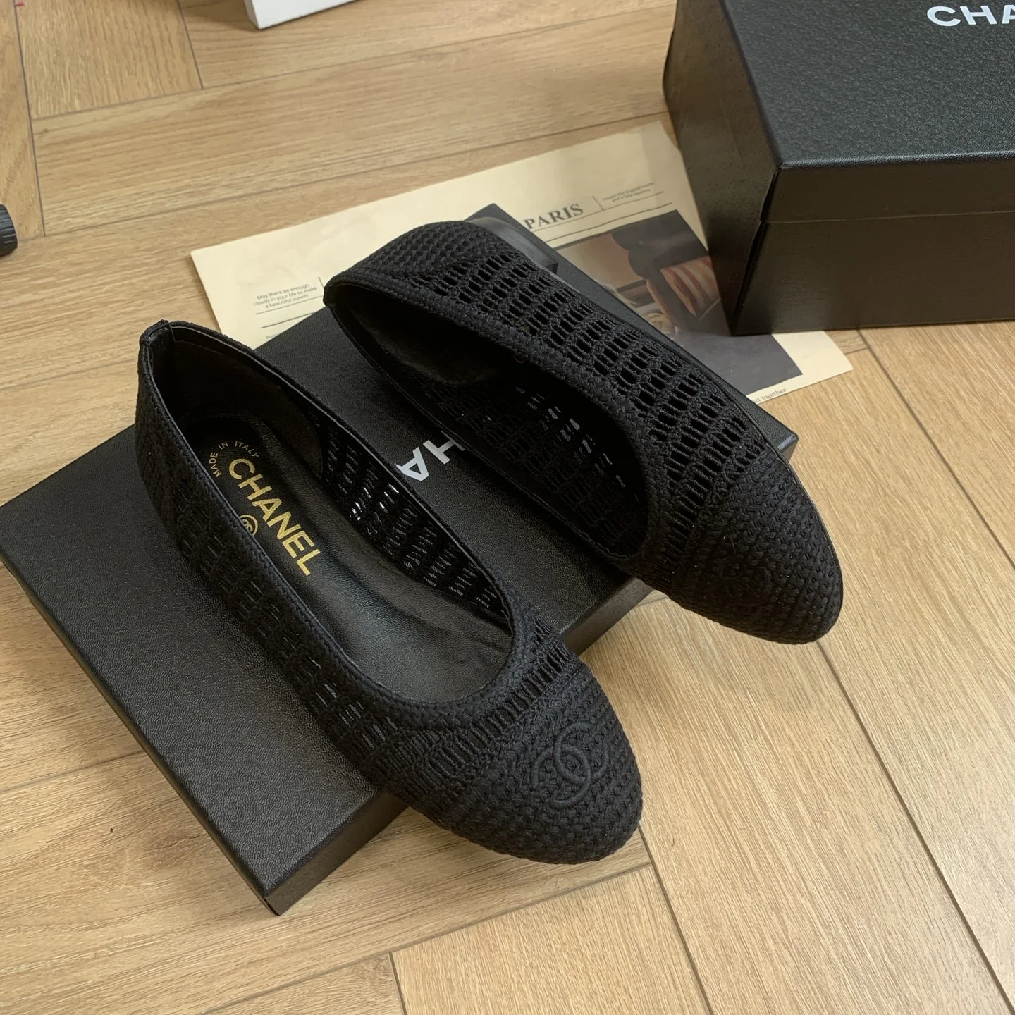 CHANEL Flats Woven Raffia Black EU35-40 B40202609110235 - Image 5