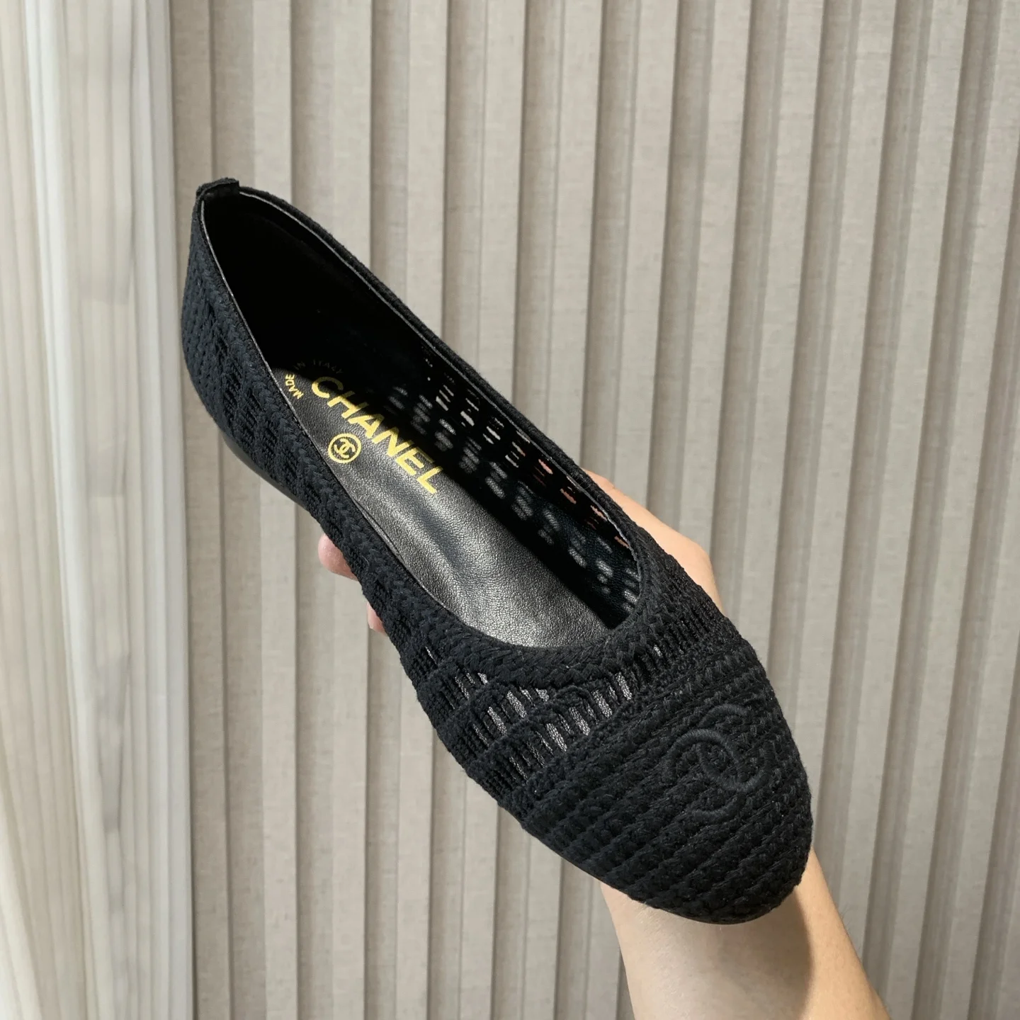 CHANEL Flats Woven Raffia Black EU35-40 B40202609110235 - Image 9