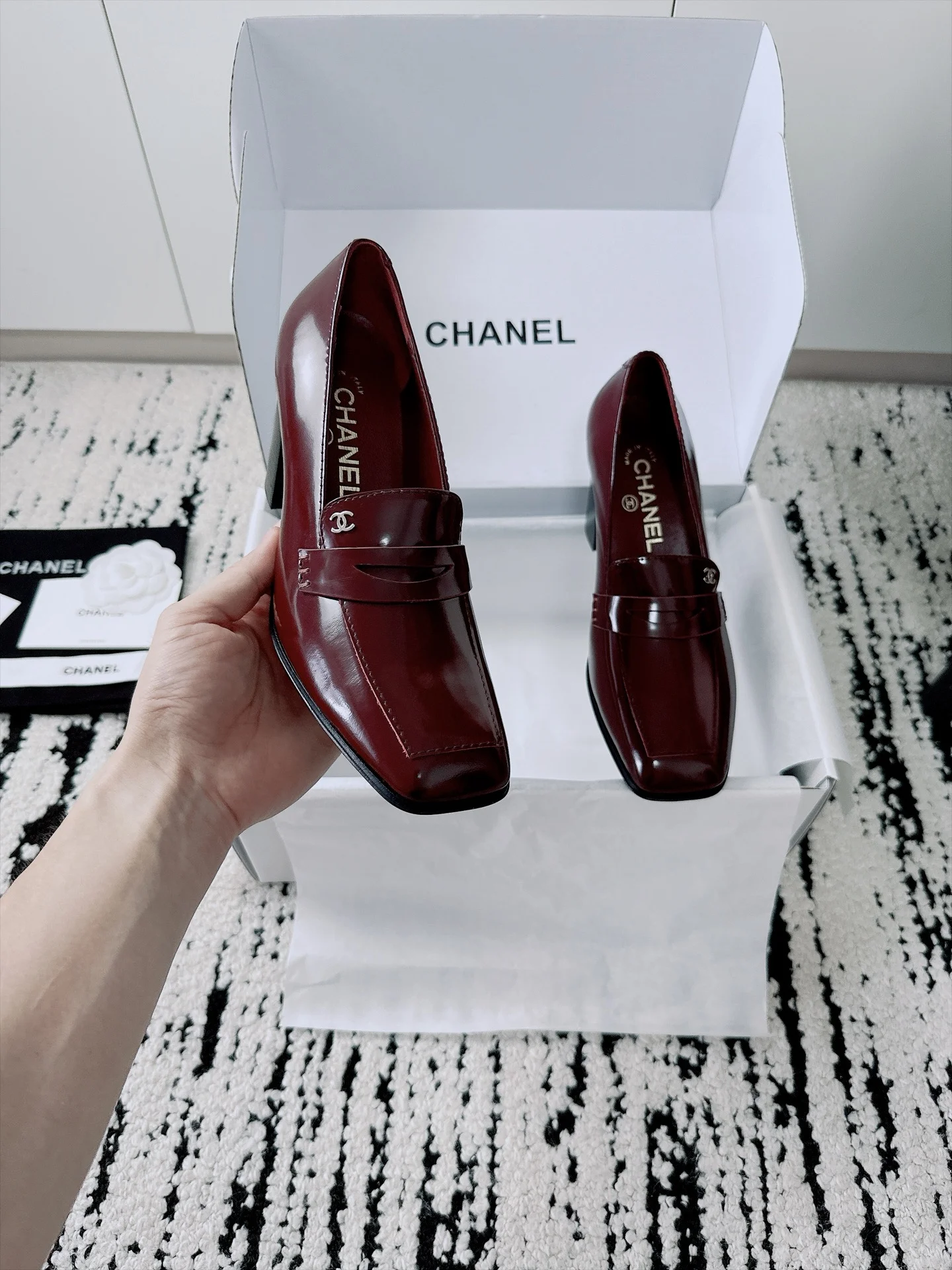 CHANEL Heels Patent Lamb Leather Burgundy-Black EU35-41 B80202609110534 - Image 10