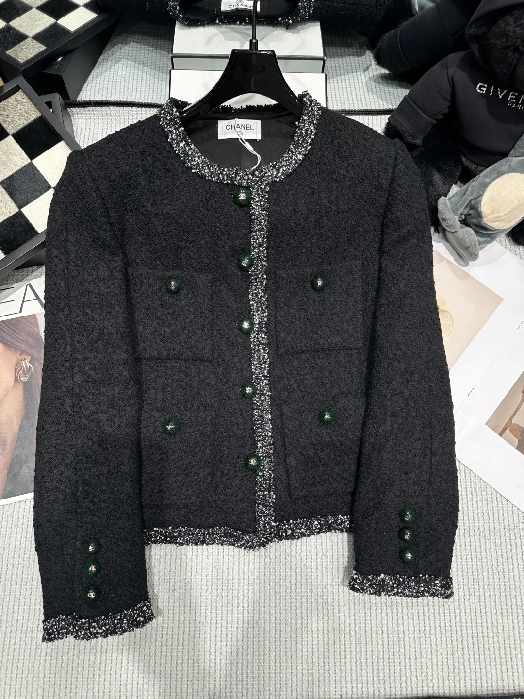 CHANEL Jackets Black-Green S-L E25202609060336