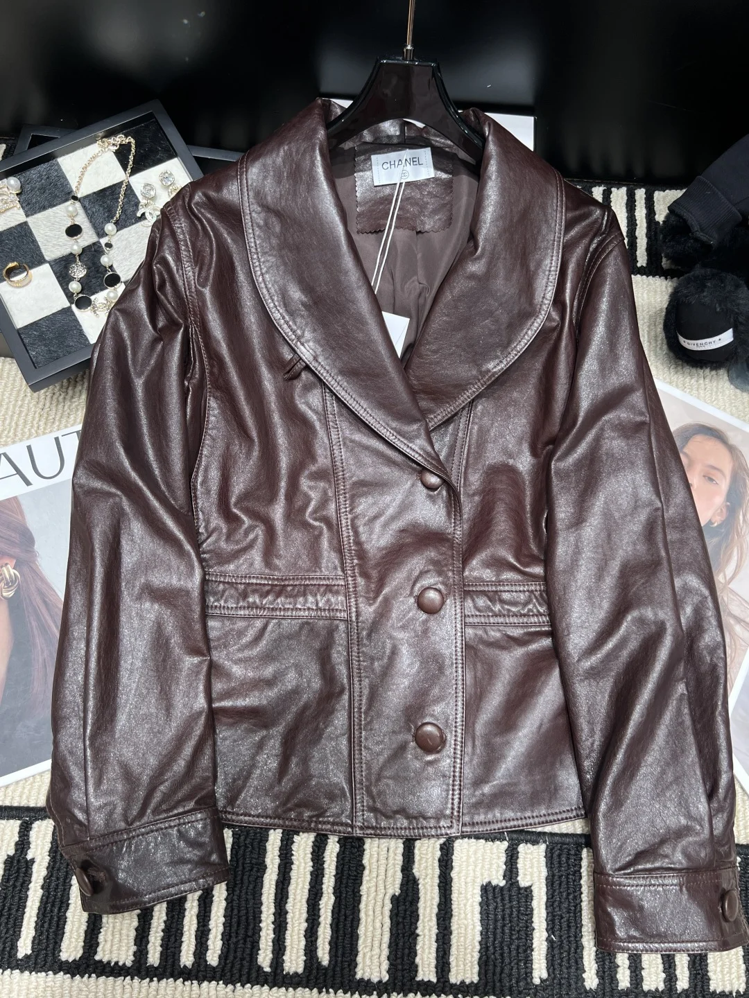CHANEL Jackets Lamb Leather Brown S-M-L-XL H40202609063070