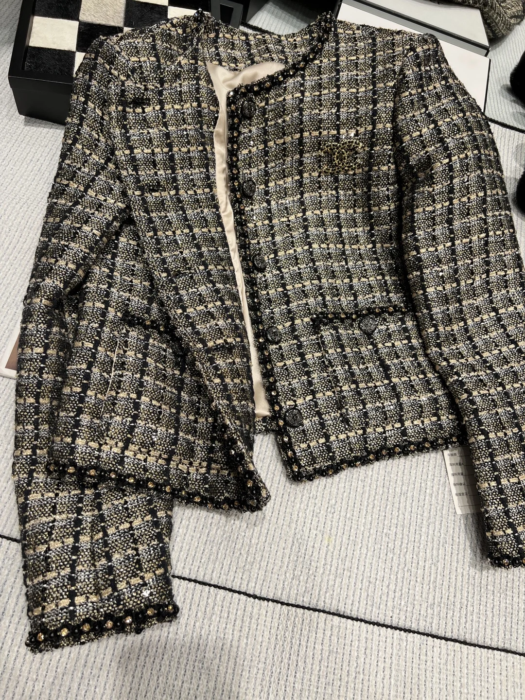 CHANEL Jackets Mixed Yarn Black-Gold S-M-L D95202609061884 - Image 2