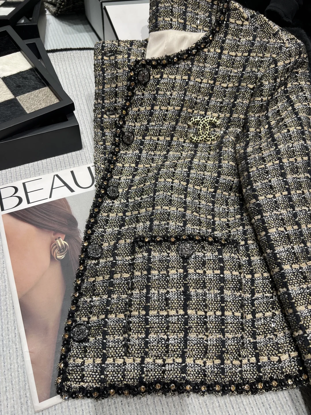 CHANEL Jackets Mixed Yarn Black-Gold S-M-L D95202609061884 - Image 3