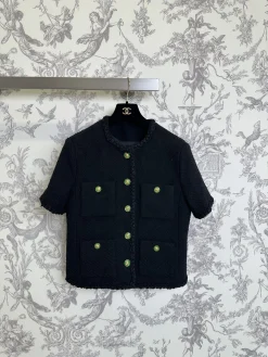 CHANEL Jackets Tweed Black-Gold S-M-L D25202609062777