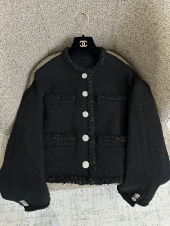 CHANEL Jackets Tweed Black-Silver S-M-L D75202609062774