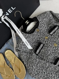 Alternative view of CHANEL Jackets Tweed Black-White-Gold S-L E65202609063092