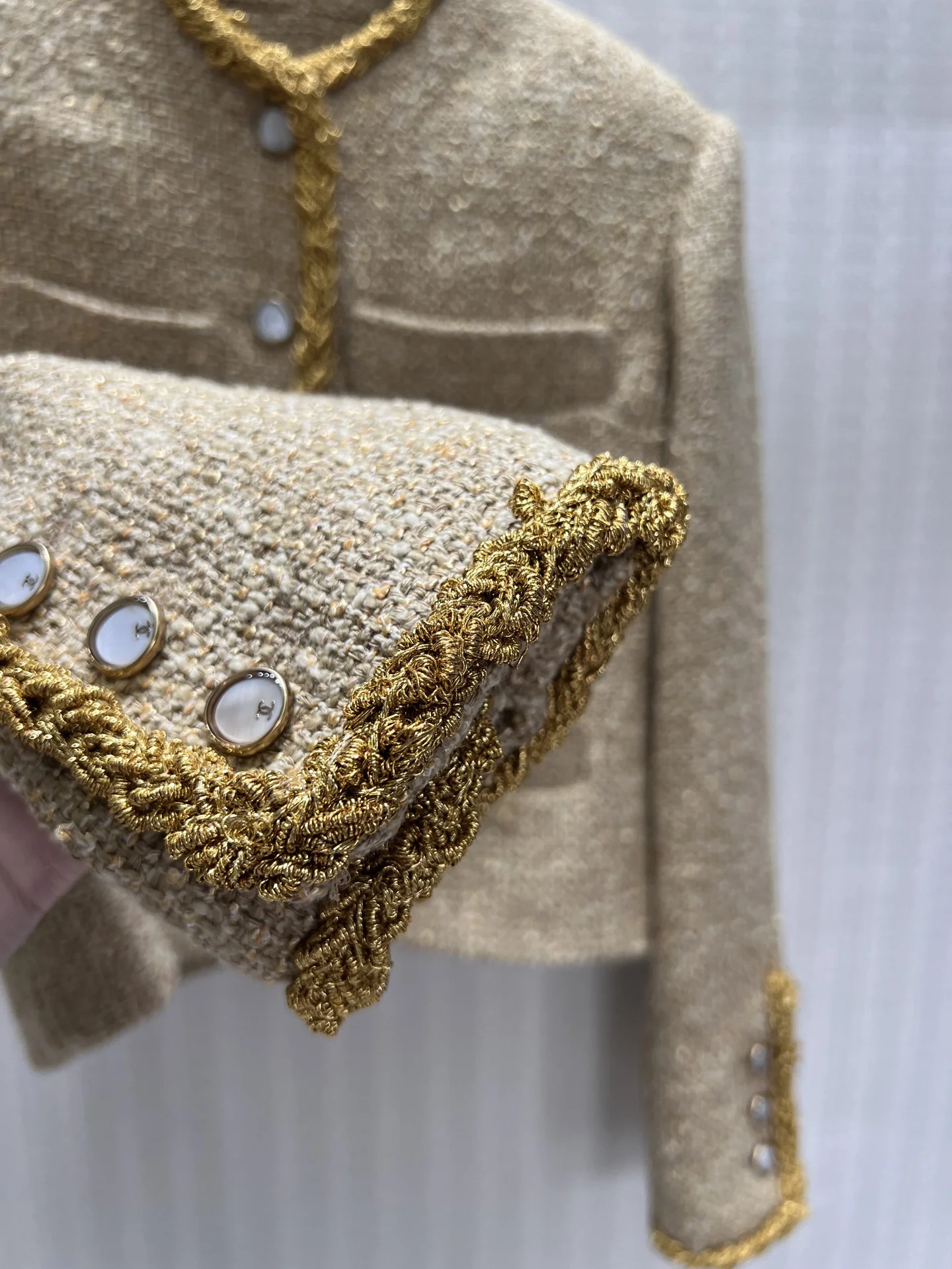 CHANEL Jackets Tweed Blend Gold-Beige 36-40 F65202609060747 - Image 8