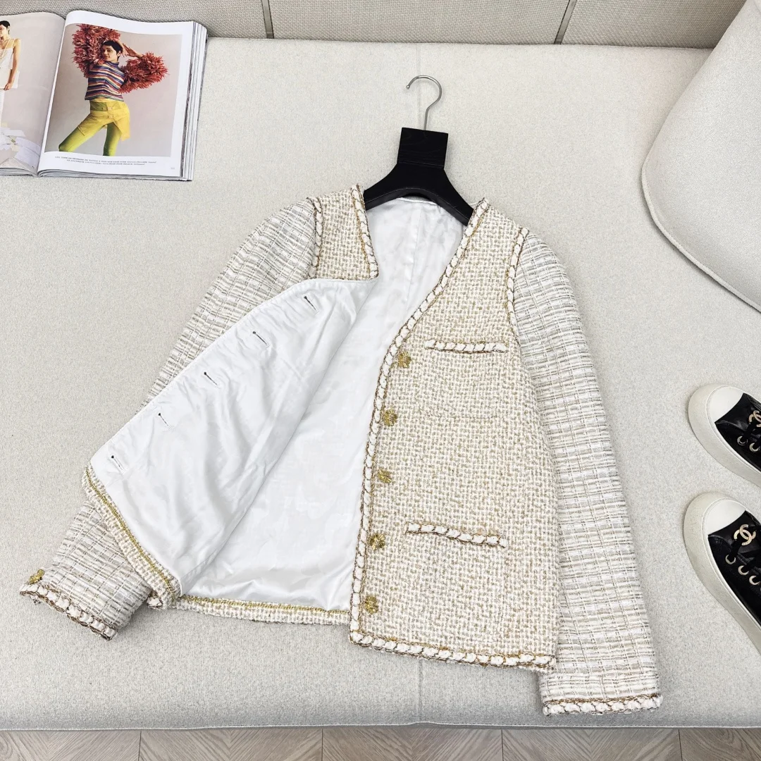 CHANEL Jackets Tweed White-Gold S-L D75202609060558 - Image 6