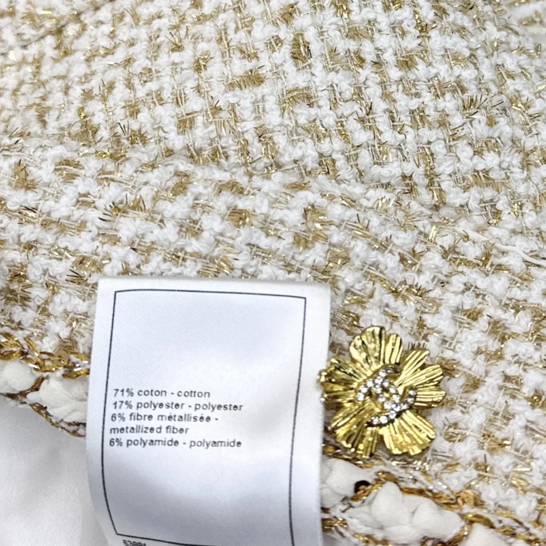 CHANEL Jackets Tweed White-Gold S-L D75202609060558 - Image 7