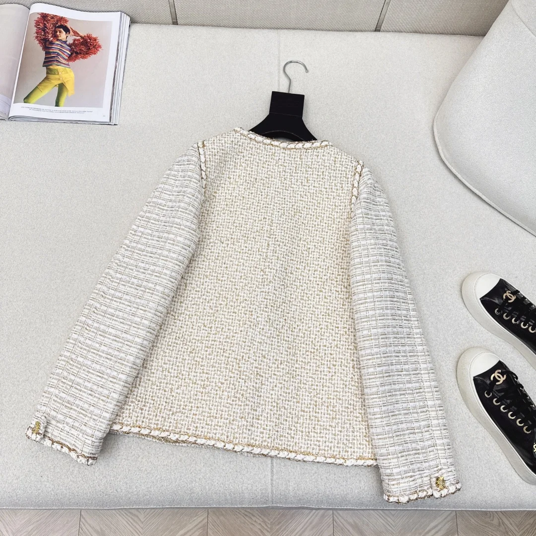 CHANEL Jackets Tweed White-Gold S-L D75202609060558 - Image 8