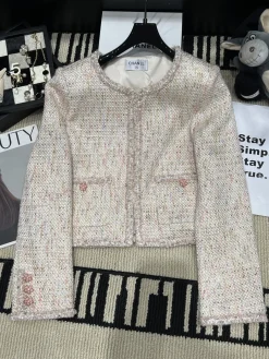 CHANEL Jackets Tweed White-Pink S M L D35202609063067