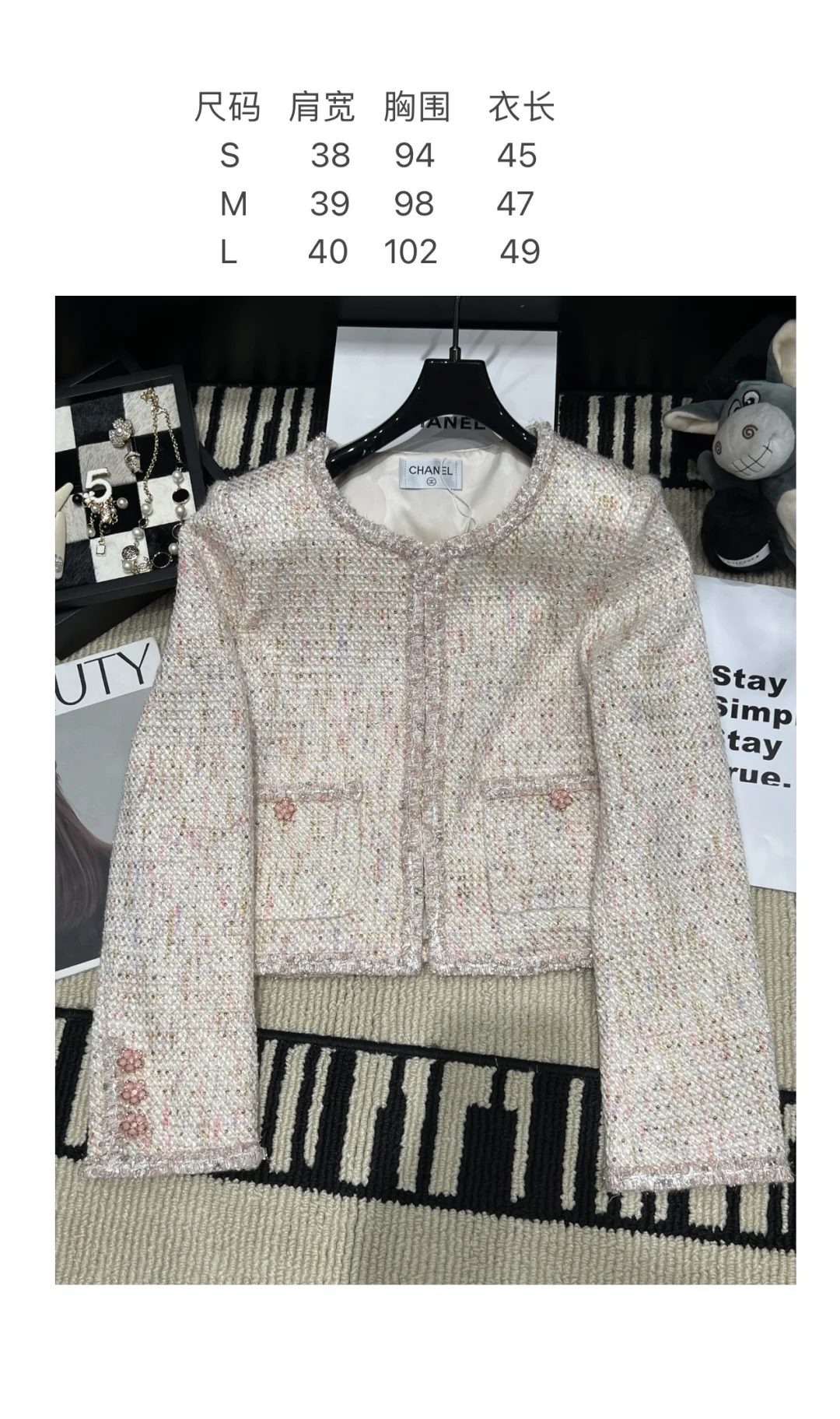 CHANEL Jackets Tweed White-Pink S M L D35202609063067 - Image 9