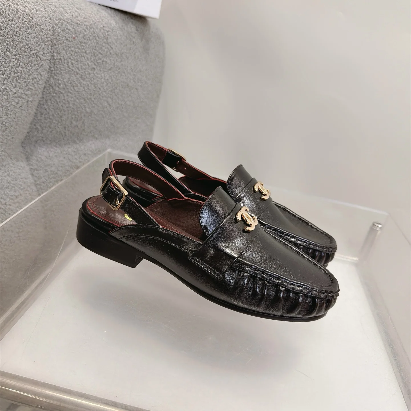 CHANEL Loafers Calfskin Leather Black-Gold EU35-41 B20202609111265 - Image 4