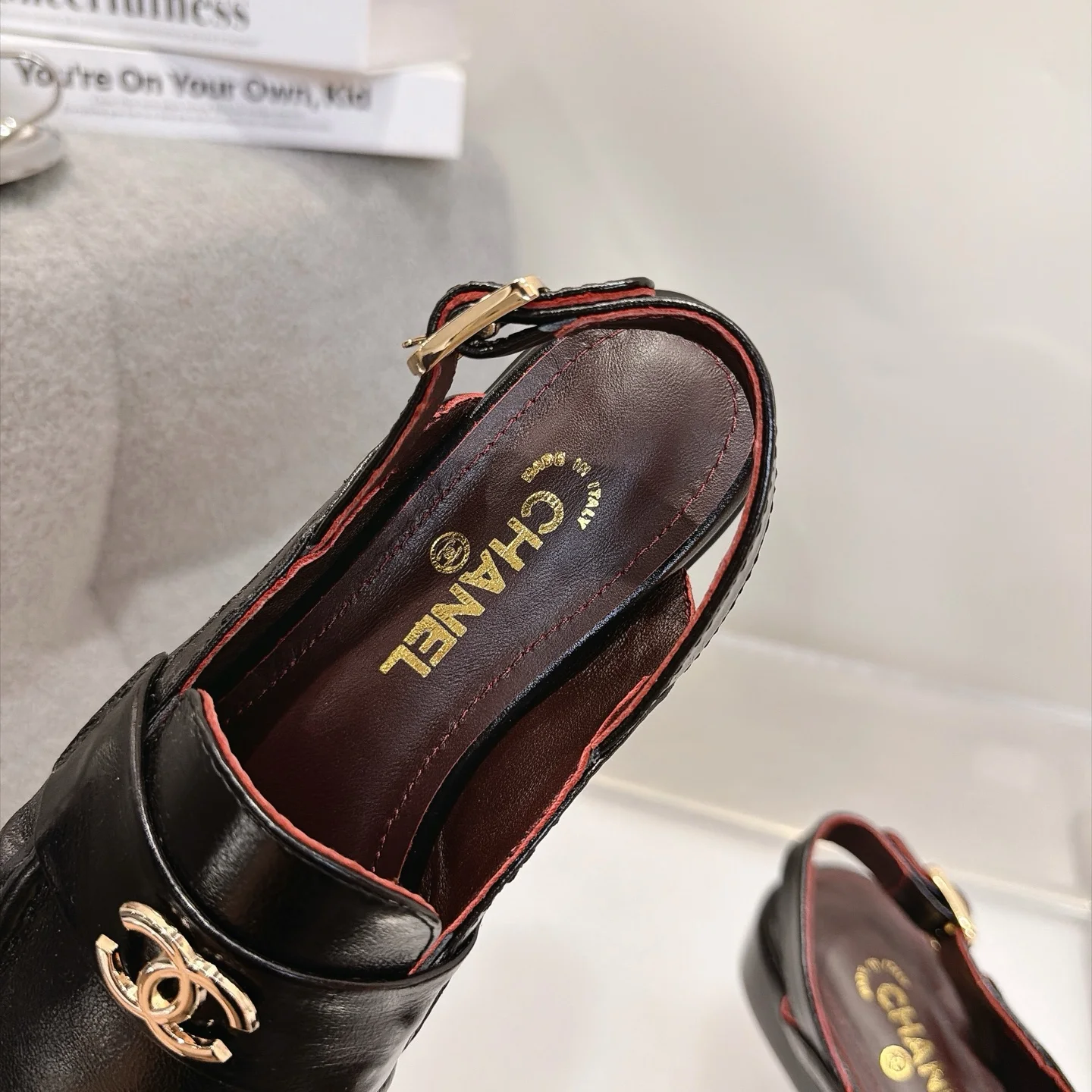 CHANEL Loafers Calfskin Leather Black-Gold EU35-41 B20202609111265 - Image 9