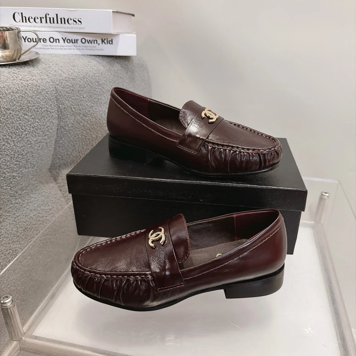 CHANEL Loafers Calfskin Leather Brown-Gold EU35-41 B20202609111269 - Image 3