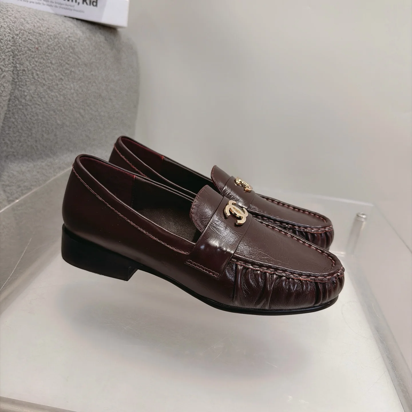 CHANEL Loafers Calfskin Leather Brown-Gold EU35-41 B20202609111269 - Image 4