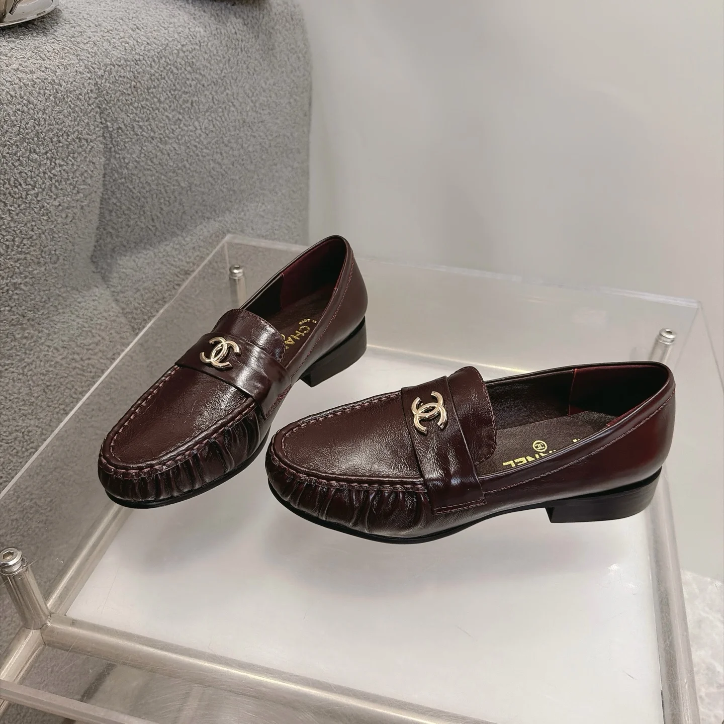 CHANEL Loafers Calfskin Leather Brown-Gold EU35-41 B20202609111269 - Image 5
