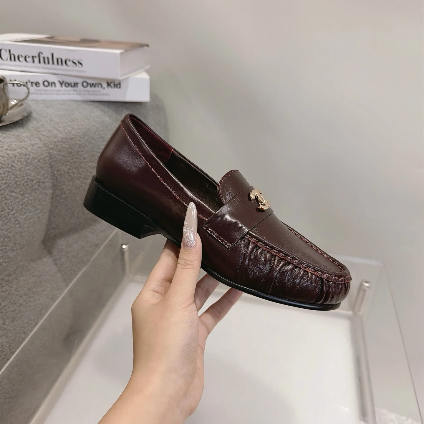 CHANEL Loafers Calfskin Leather Brown-Gold EU35-41 B20202609111269 - Image 7