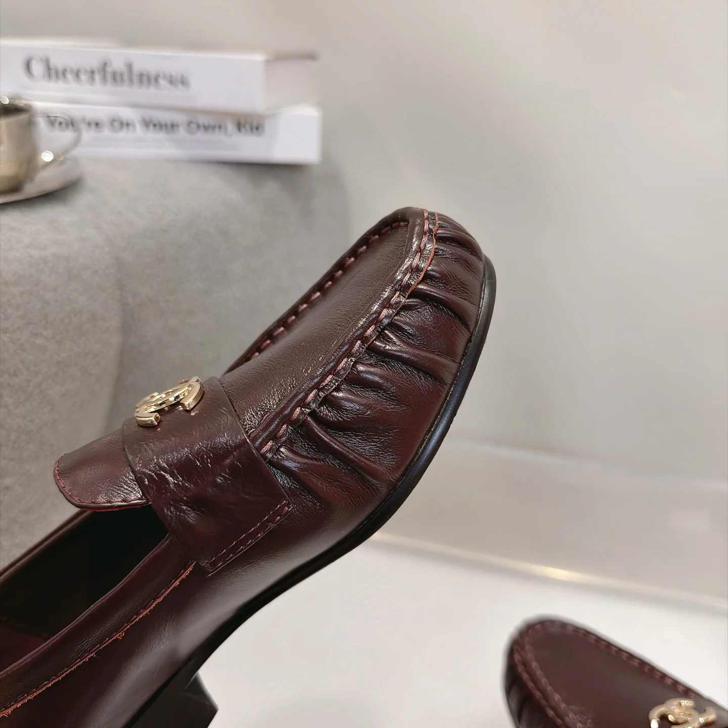 CHANEL Loafers Calfskin Leather Brown-Gold EU35-41 B20202609111269 - Image 8
