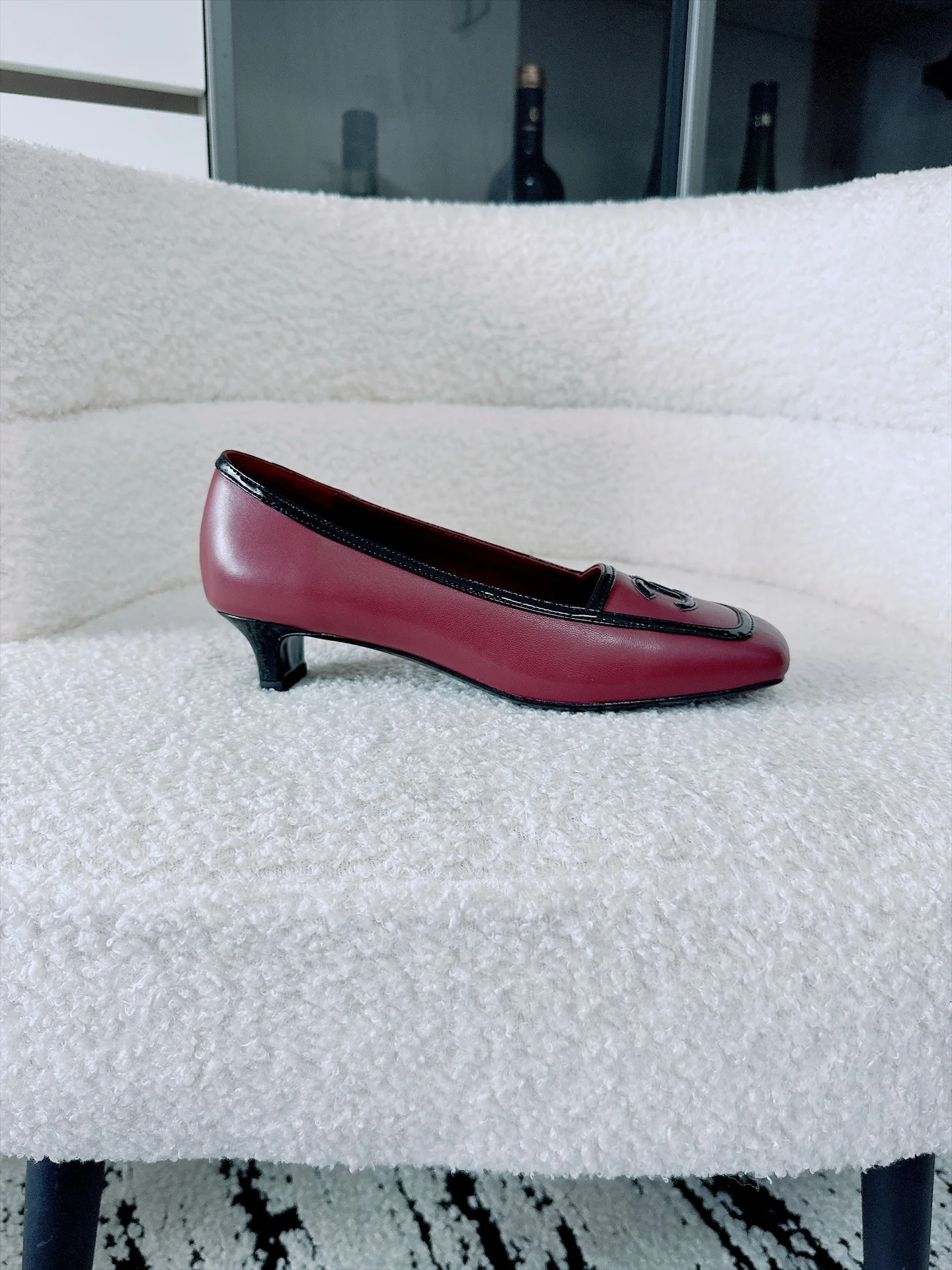 CHANEL Loafers Lamb Leather Burgundy-Black EU35-41 B70202609110528