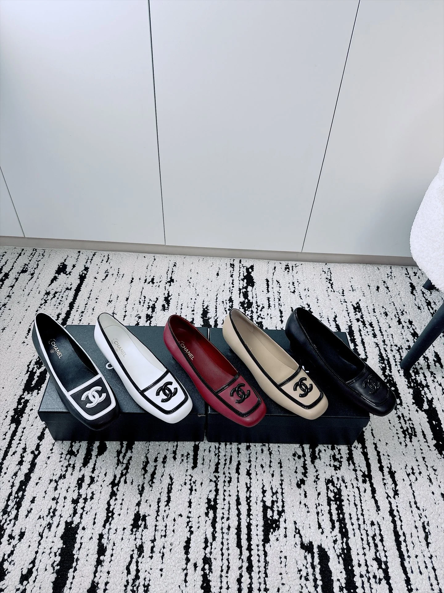 CHANEL Loafers Lamb Leather Burgundy-Black EU35-41 B70202609110528 - Image 2