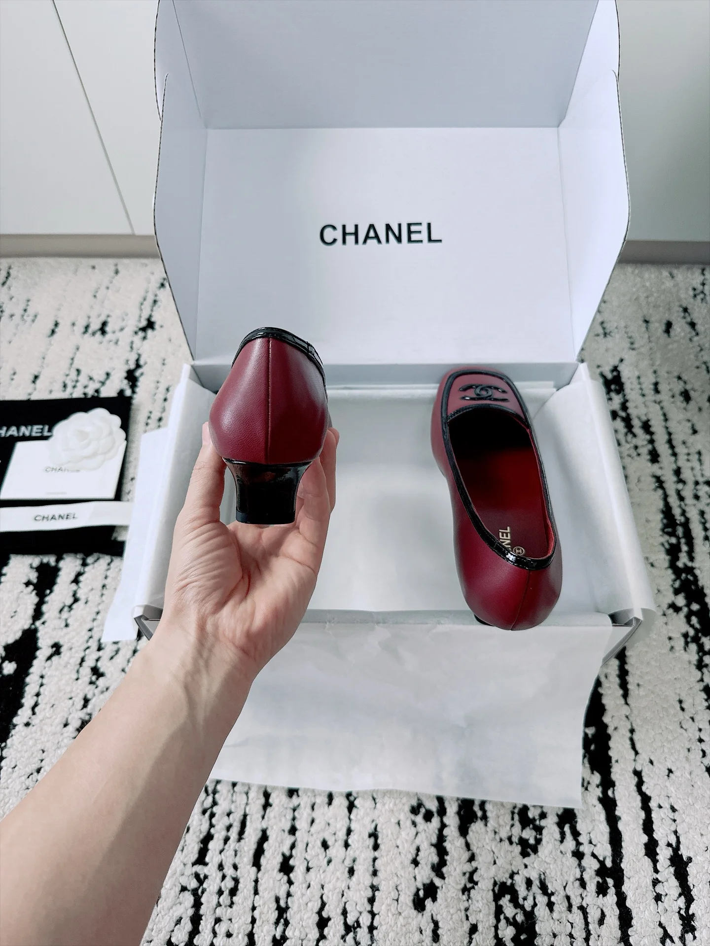 CHANEL Loafers Lamb Leather Burgundy-Black EU35-41 B70202609110528 - Image 8