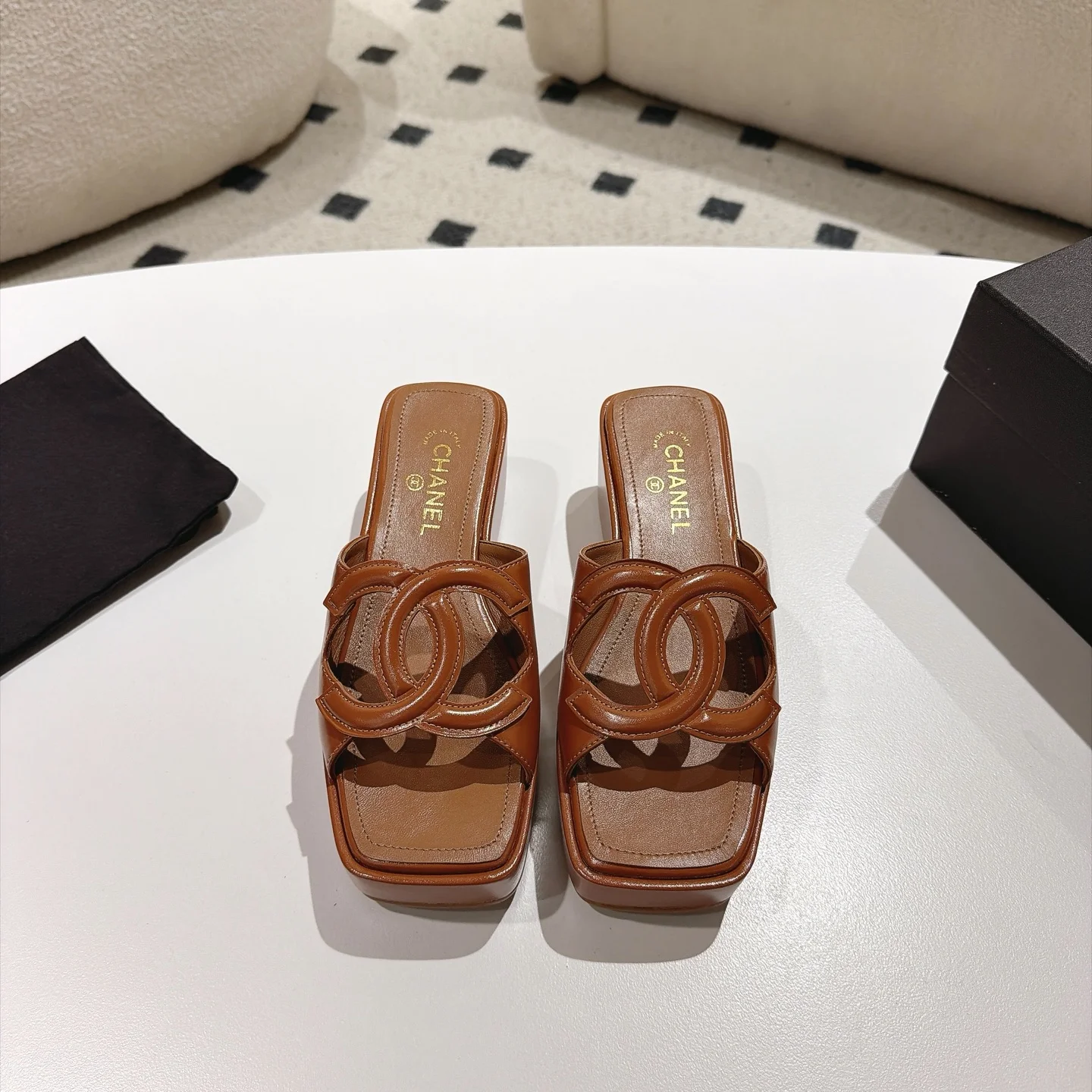 CHANEL Mules Brown-Gold B30202609110869