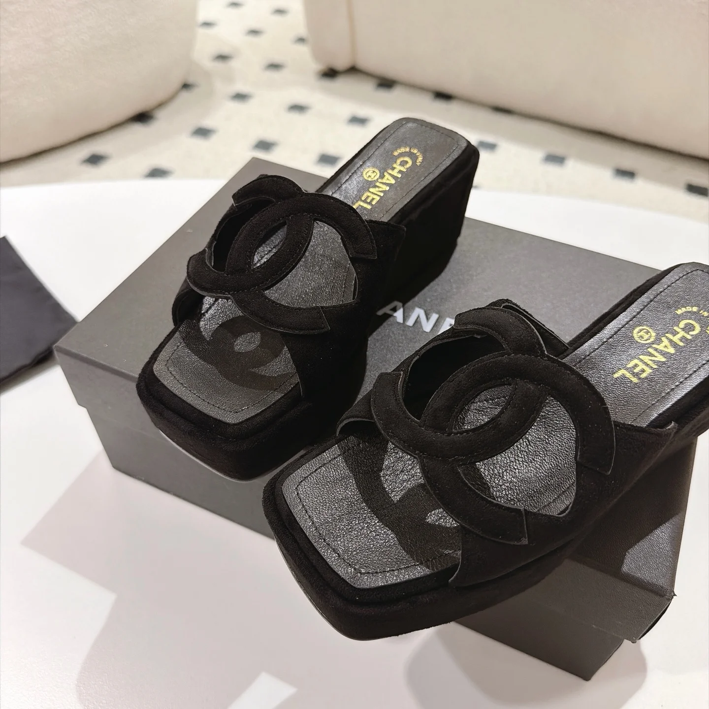 CHANEL Mules Lamb Leather Black EU35-39 B30202609110875 - Image 8
