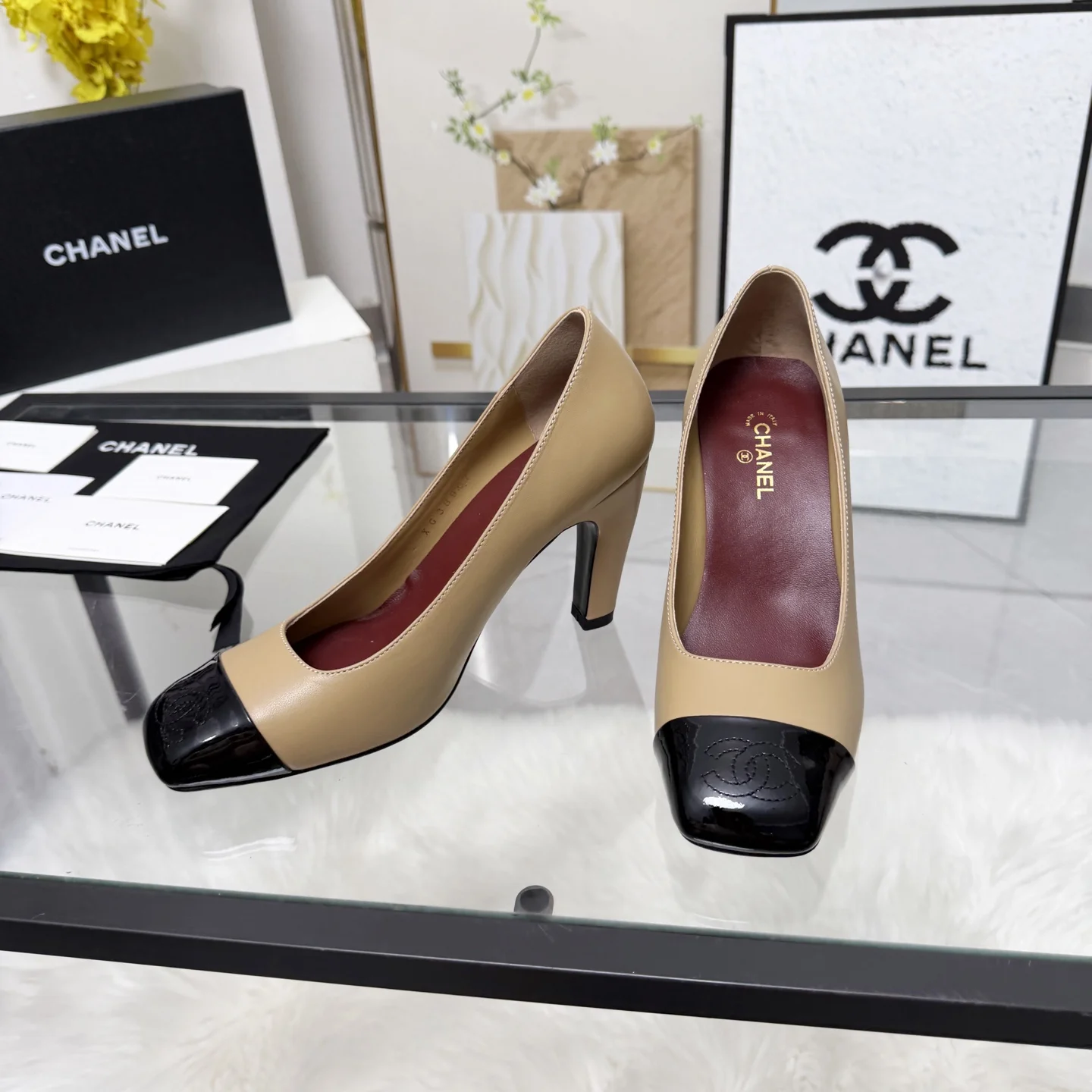 CHANEL Pumps Beige-Black B70202609110271 - Image 6