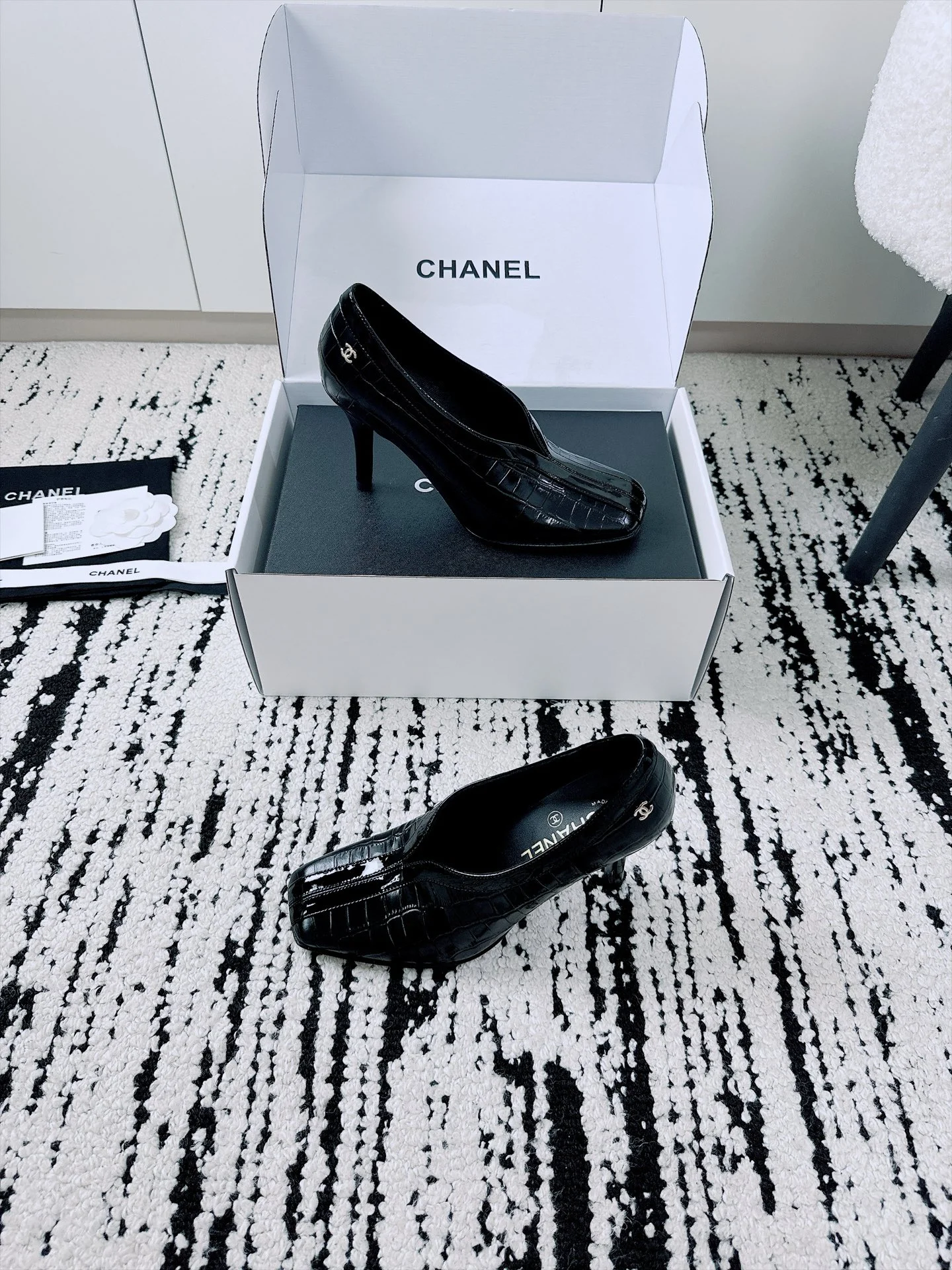 CHANEL Pumps Lamb Leather Black EU35-41 B70202609110521 - Image 7