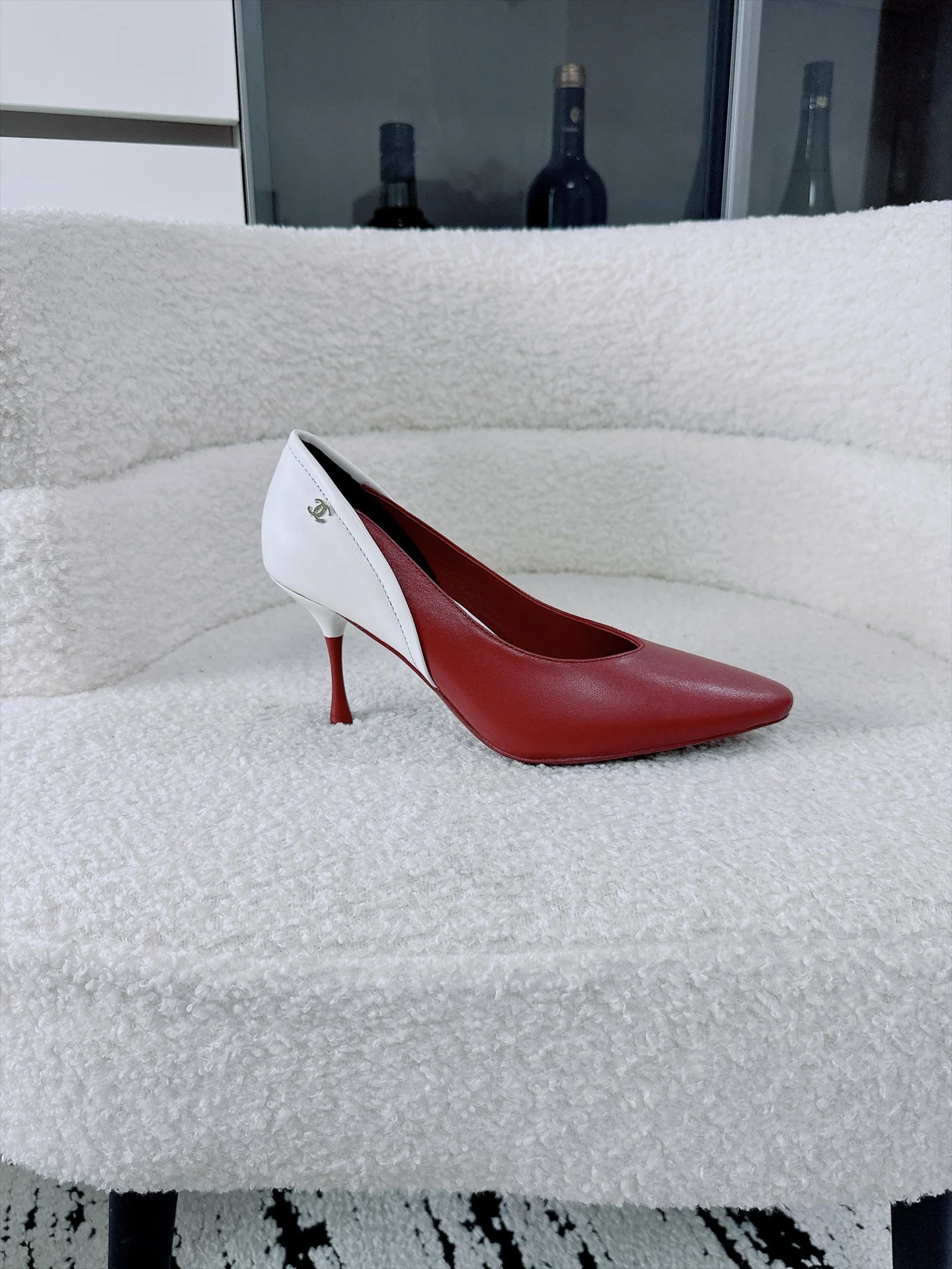 CHANEL Pumps Lamb Leather White-Red EU35-41 B70202609110525
