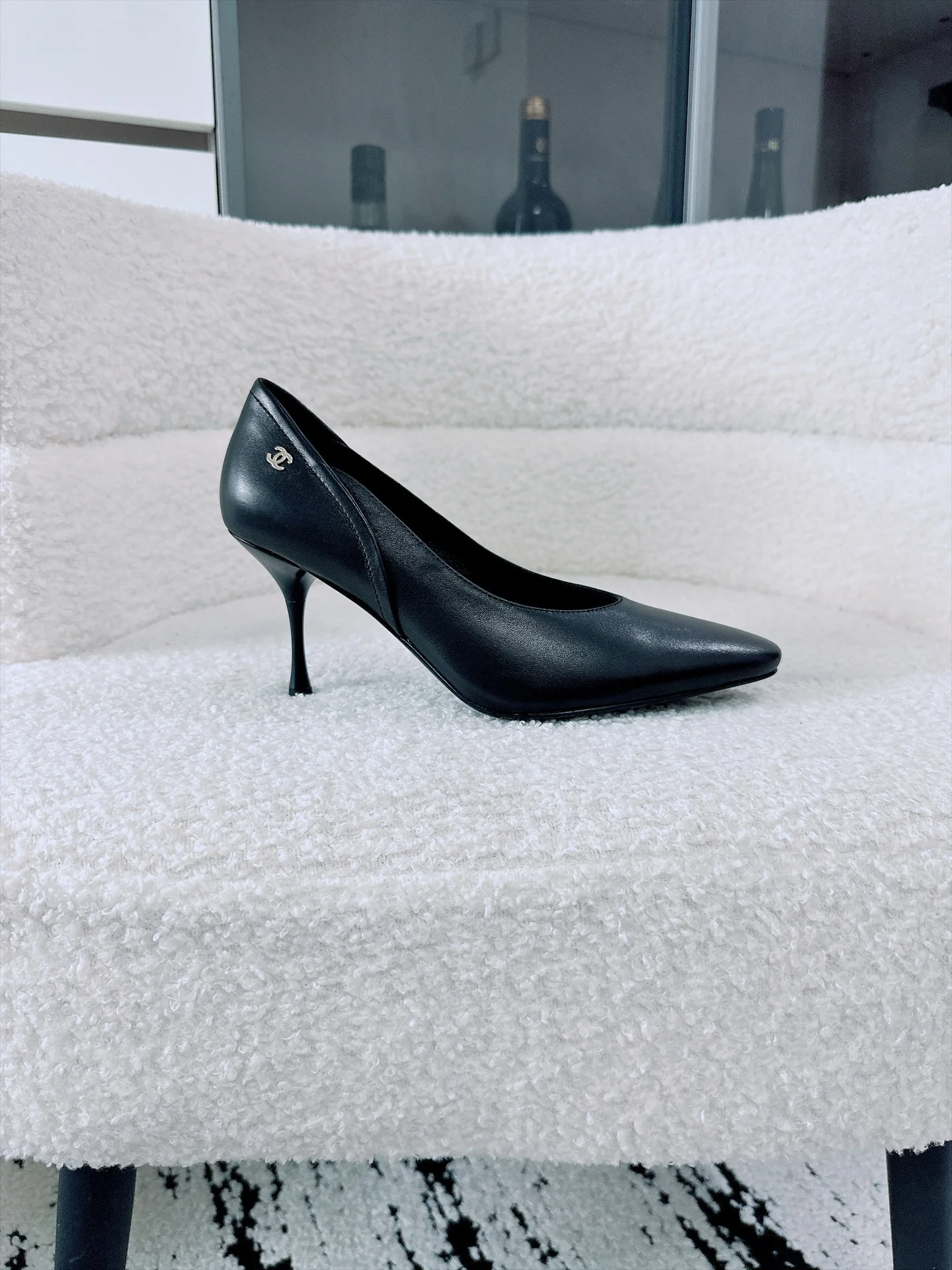 CHANEL Pumps Patent Lamb Leather Black-Silver EU35-41 B70202609110524