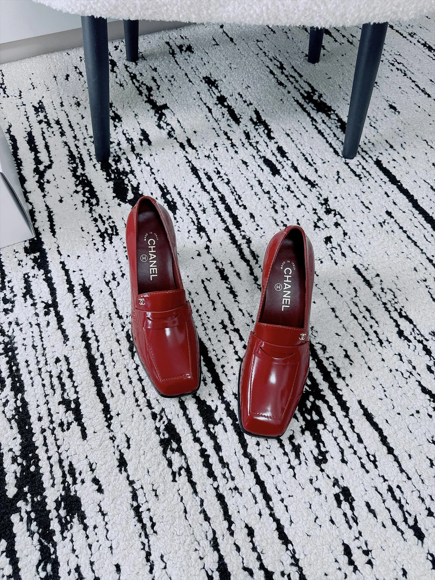 CHANEL Pumps Patent Lamb Leather Red-Black EU35-41 B80202609110536 - Image 7