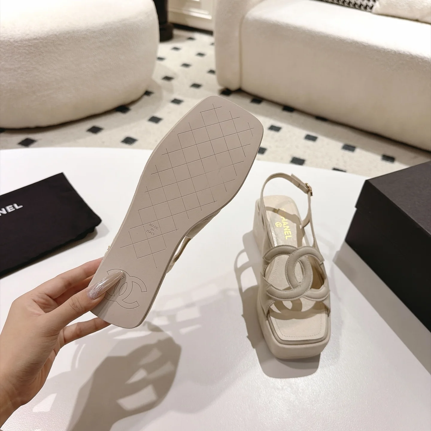 CHANEL Sandals Beige B40202609110880 - Image 9
