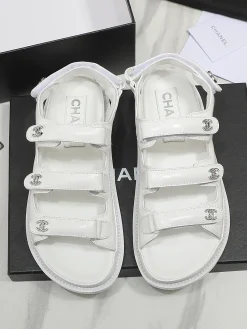 Alternative view of CHANEL Sandals Calf Leather White-Silver EU35-40 B50202609112004
