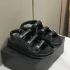 CHANEL Sandals Calfskin Leather Black-Silver EU35-40 B50202609111998