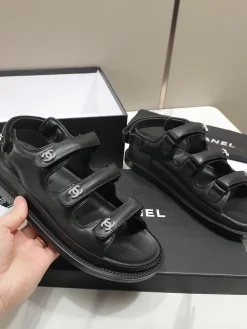 Alternative view of CHANEL Sandals Calfskin Leather Black-Silver EU35-40 B50202609111998