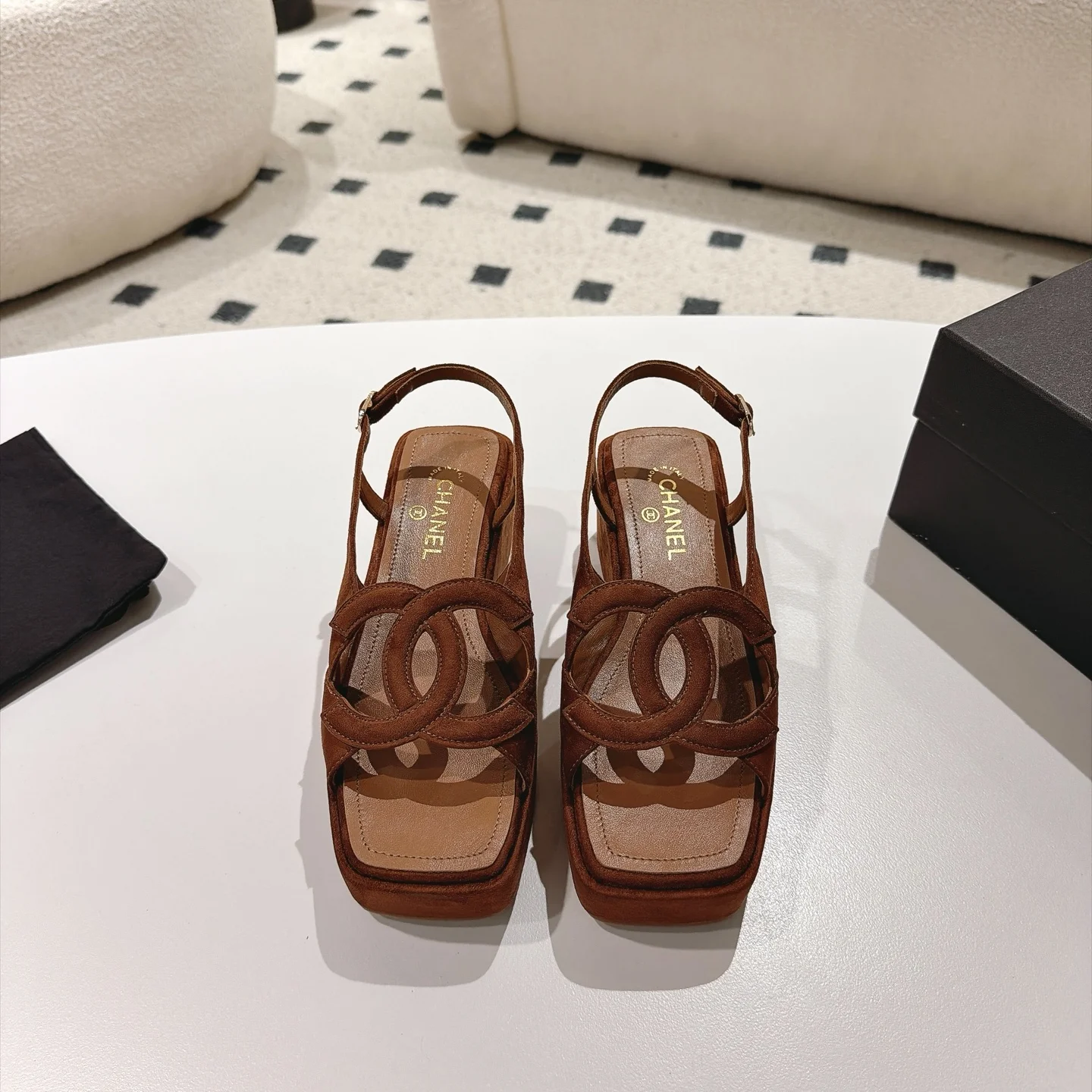 CHANEL Sandals Lamb Leather Brown EU35-39 B40202609110879