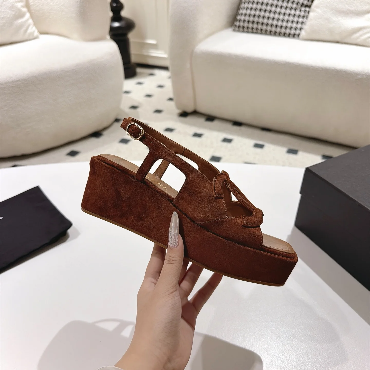 CHANEL Sandals Lamb Leather Brown EU35-39 B40202609110879 - Image 5
