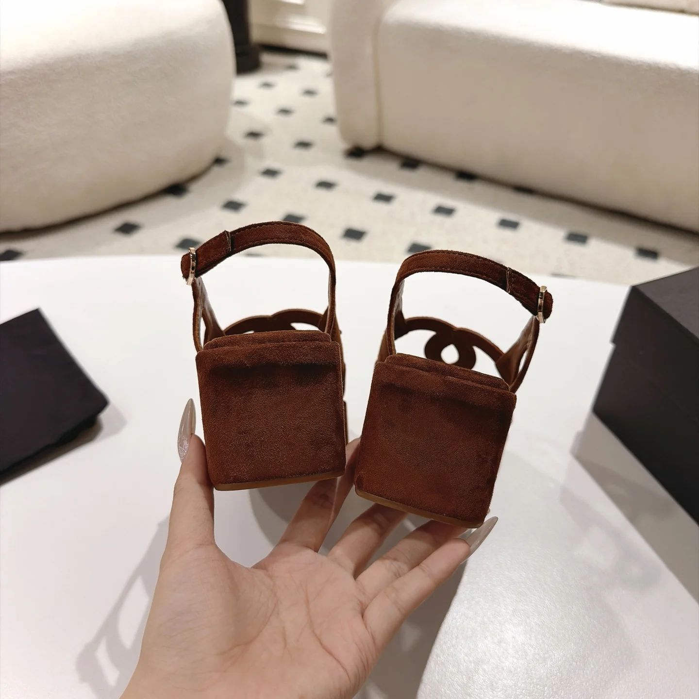 CHANEL Sandals Lamb Leather Brown EU35-39 B40202609110879 - Image 8