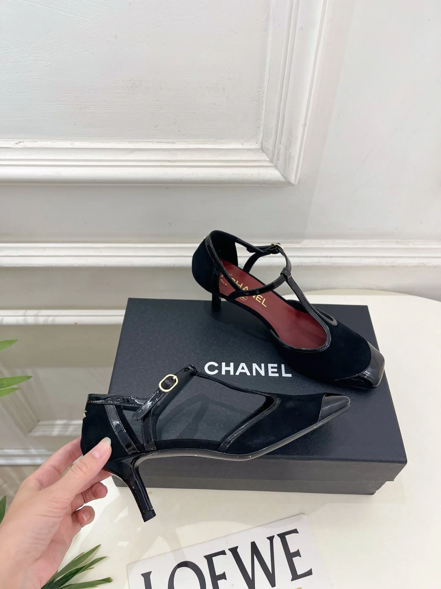 CHANEL Sandals Lambskin Leather Black-Red EU35-39 B70202609110206 - Image 4